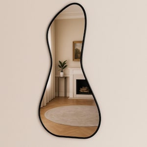 Handcrafted Asymmetric Wall Mirror: Modern MDF Frame, Custom Color