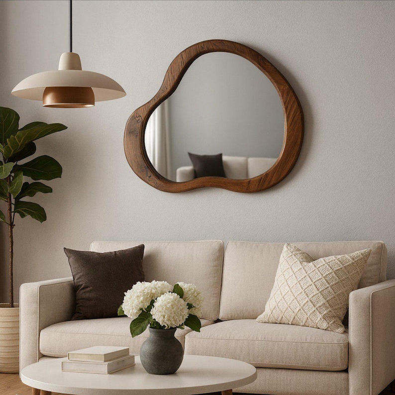 irregular mirror, bathroom mirror, unique home decor, wooden framed mirror, reclaimed wood, wall mirror, decorative mirror
wall hanging mirror, aesthetic mirror, wall art, living room art, bedroom mirror, halloween gift, entryway mirror, living room,  home decor, wall art, wall mirror, hanmade art