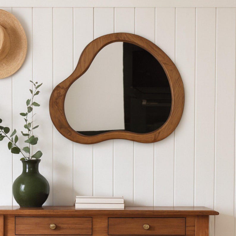 irregular mirror, bathroom mirror, unique home decor, wooden framed mirror, reclaimed wood, wall mirror, decorative mirror
wall hanging mirror, aesthetic mirror, wall art, living room art, bedroom mirror, halloween gift, entryway mirror, living room,  home decor, wall art, wall mirror, hanmade art