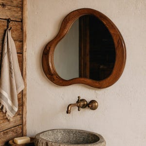 irregular mirror, bathroom mirror, unique home decor, wooden framed mirror, reclaimed wood, wall mirror, decorative mirror
wall hanging mirror, aesthetic mirror, wall art, living room art, bedroom mirror, halloween gift, entryway mirror, living room,  home decor, wall art, wall mirror, hanmade art