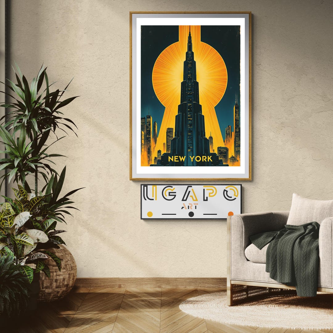 Vintage Art Deco New York Travel Poster ,home Decor ,retro Cityscape - Etsy