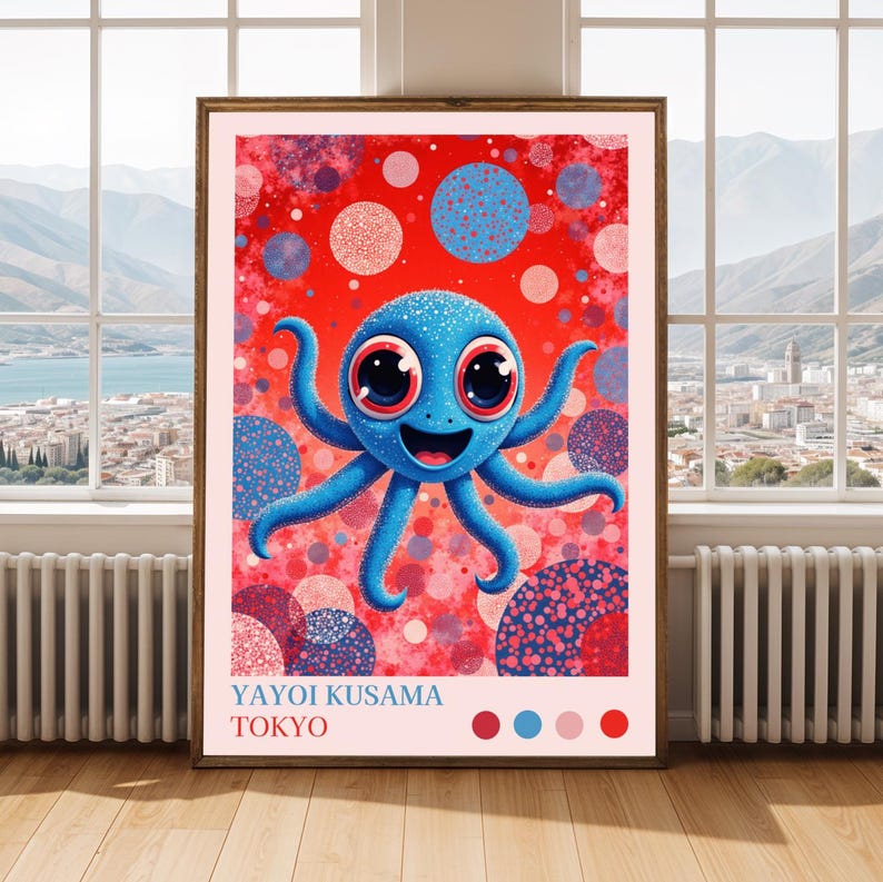 Caterease Beo Prints Yayoi Kusama Inspired Octopus Art Print | Polka Dot Surrealism - Etsy ...