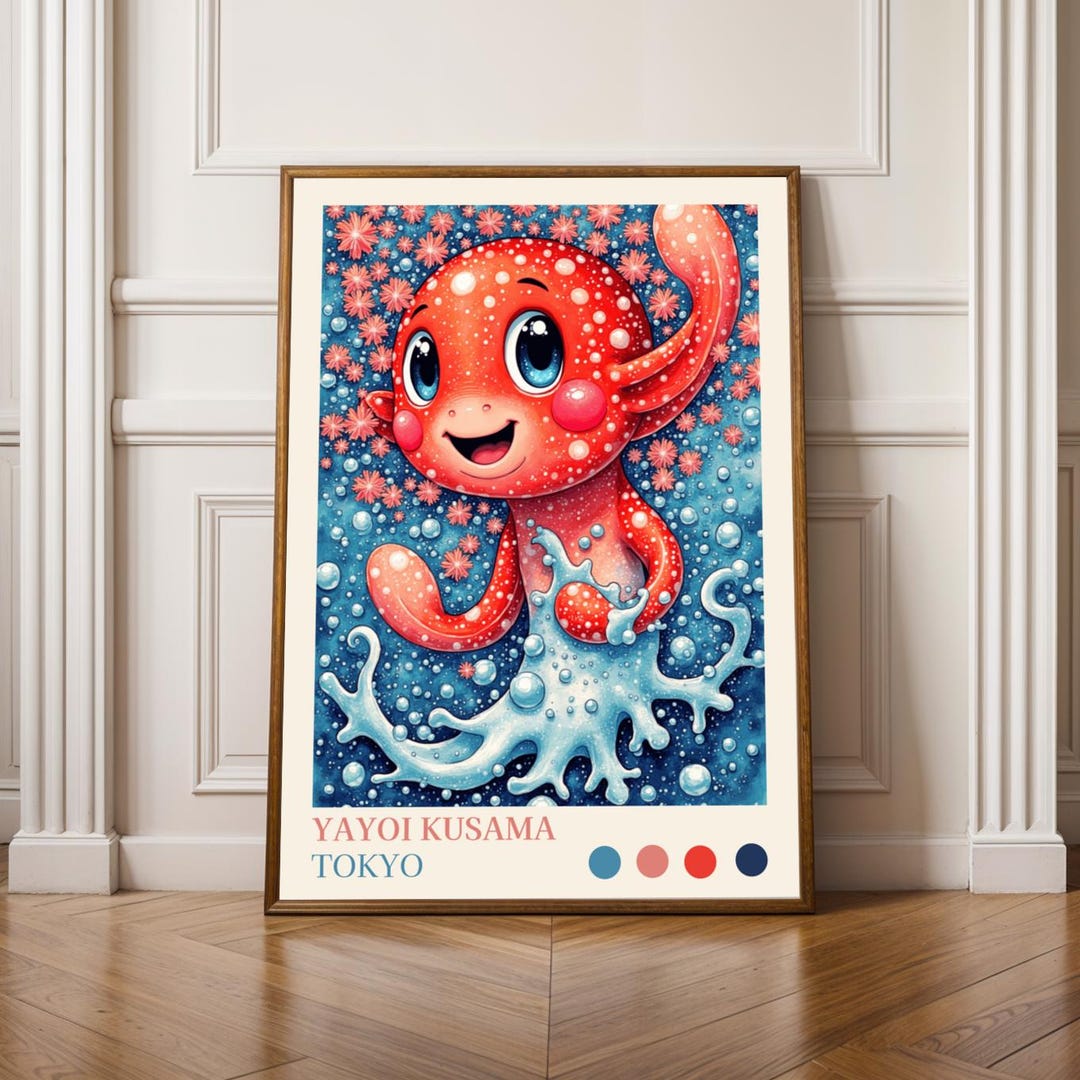 Yayoi Kusama Inspired Octopus Print, Polka Dot Nursery Art - Etsy