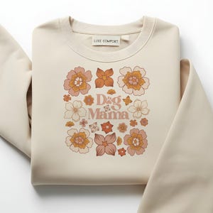 Dog Mama Shirt Png, Boho Retro Flowers, Gift for Dog Lover&#39;s, Cute Dog Mom Shirt Png, INSTANT DOWNLOAD