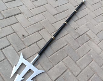 Custom Forged Aquaman Trident Spear Replica, Three-Prong Blade Movie inspired Gift