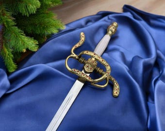 Highlander Replica Sword Toledo Salamanca Style, Gold Hilt, Stainless Steel