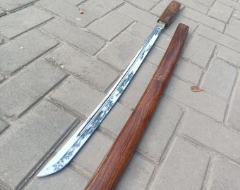 Custom Japanese Shirasaya Tanto Sword, Rosewood Scabbard