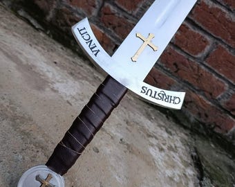 Customized Faithkeeper Replica Sword, Cosplay Knight Templer crusader Collectible Gift Item with Leather cover.