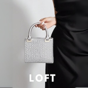 Luxury Silver Crystal Mini Tote Bag with Top Handles and Chain Strap – Elegant Evening Purse for Weddings, Parties, and Special Occasions