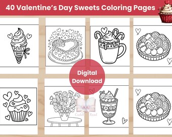 Páginas para colorear de panadería para niños de preescolar, dulces, postres, educación en casa, descarga digital, PDF imprimible.