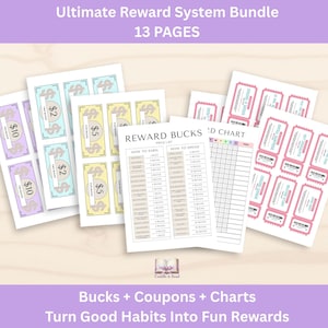 Ultimate Reward System Bundle For Kids Printable Reward Bucks Coupons Chore Chart Daily Routine PDF