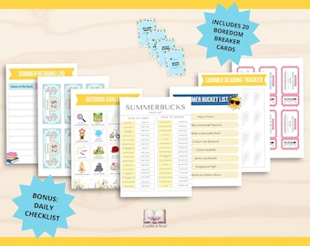 Paquete definitivo de recompensas de verano para niños: cupones de recompensa imprimibles, tabla de tareas y rutina diaria en PDF.