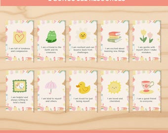 Printable Kids Affirmation Cards Daily Positive Affirmations for Children Confidence and Calm Down Kit Self Esteem Activity