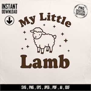 My Little Lamb SVG, PNG, Digital Graphics for Sublimation, Laser Cutting, Stickers, Tshirts, Onesies, Nursery Decor, Baby Shower Gift, RETRO