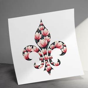 Digital Download PNG Floral Fleur de Lis, Sublimation Design, Clipart for Crafts, Printable Art, Instant Download, Digital File