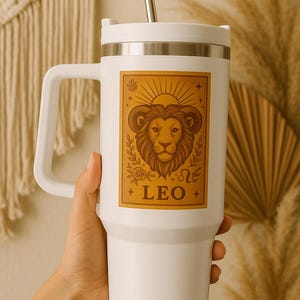 40 oz Leo Tumbler with Straw – Zodiac Sign Tumbler, Astrology Gift for Leo