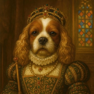 Dipinto personalizzato per cani / Ritratto di animali domestici reali / Ritratto di animali domestici personalizzato da foto / Dipinto di animali domestici reali / Ritratto di animali domestici della regina Tudor