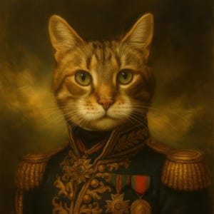 Dipinto di gatto personalizzato / Arte di animali domestici reali / Ritratto di animale domestico personalizzato da foto / Dipinto di animali domestici reali / Ritratto di animale domestico di ufficiale militare vittoriano