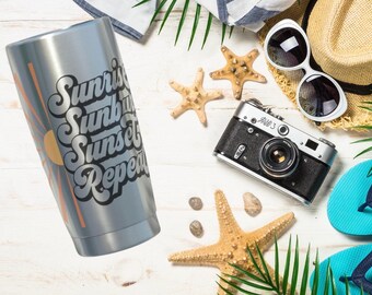 Retro Sommer-Edelstahl-Becher, Strand-Reise-Becher, 20 Unze