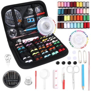 Portable Sewing Kit – Travel DIY Embroidery & Hand Sewing Set with Threads, Needles, Scissors, Buttons, Tape Measure Tools