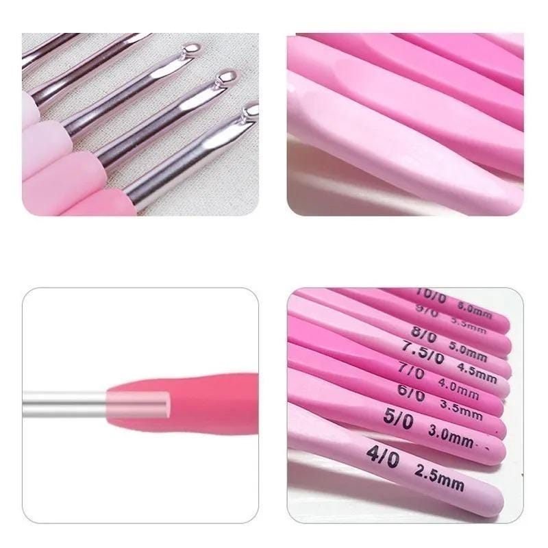 9pcs Ergonomic Crochet Hooks Set - Aluminum Hooks With Comfort Grip, Sizes 2mm To 6mm