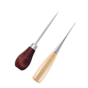 Wooden Handle Awl – DIY Leather Craft Punch Tool for Sewing, Tent, Shoe Repair, Hand Stitching & Hole Making