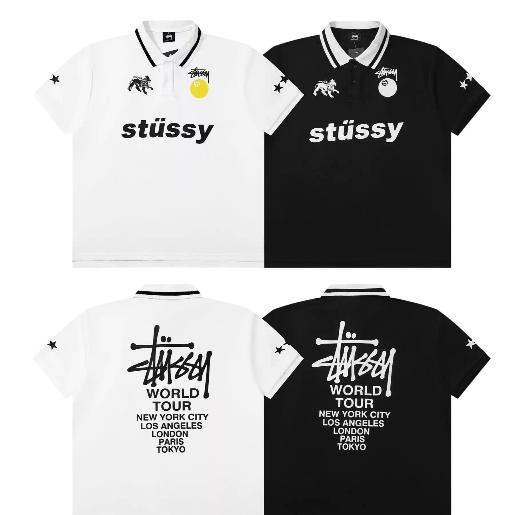 Stussy 8 Ball Polo - World Tour - Black - Etsy