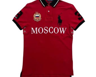 Polo RalphLauren big pony shirt 赤 MOSCOW Polo Ralph Lauren Polo T-shirt Chicago USA #3 Big Pony Luxury PRL