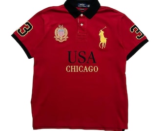 00s ラルフローレン ビッグポニー y2k USA 国旗 チーフキーフ Chief Keef ACTUAL Y2K Vintage Polo in PICS Big Pony USA 90s