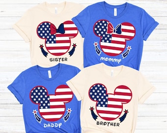 Mickey & Minnie American Flag Shirt, 4th of July Couple Shirts, Disney Patriotic Shirt, Disney Independence Day T-Shirt, Disney USA Flag Tee