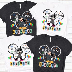 Disney Graduate 2025 Shirt, Custom Disney Graduation Shirts, Disney Class of 2025 Tee, Disney Grad Trip Shirt, Mickey Minnie Graduate Shirts