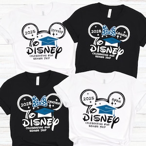 Disney 2025 Celebrating Our Trip Shirt, Personalized Disney Graduation Shirt, Disney Graduation 2025 Shirt, Mickey And Minnie Senior T-Shirt