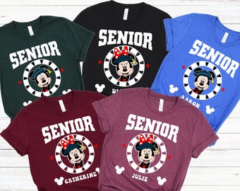 Camiseta personalizada Disney Senior 2025, camisetas de Mickey y Minnie Graduación 2025, camiseta de graduación Disney 2025, camiseta Disney Clase 2025