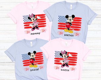 USA 4th of July Mickey and Minnie Mouse Shirt, Disney Freedom Shirt, Patriotic Disney 4th of July Shirt, Disney USA Flag Family T-Shirt
