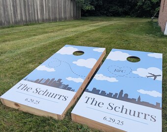 Custom Cornhole Board Vinyl Wraps Set of 2 | Weather Resistant 24x48 inch Wraps | Personalized Cornhole Decals | Custom Design or Monogram |