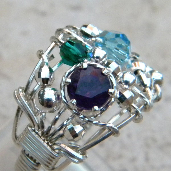 Custom mothers Ring, OOAK mothers ring, birthstone ring, mum ring, ring for mom, personalized mothers ring, moms ring