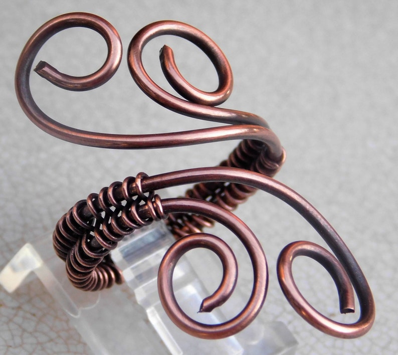 Adjustable Copper Ringswirly Copper Ring Wire Wrapped Copper Etsy
