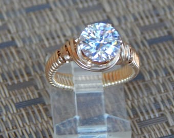 Moissanite Gold Ring, Moissanite Wedding Ring, Moissanite Engagement Ring, White Moissanite Diamond Look ring, Elegant Moissanite ring