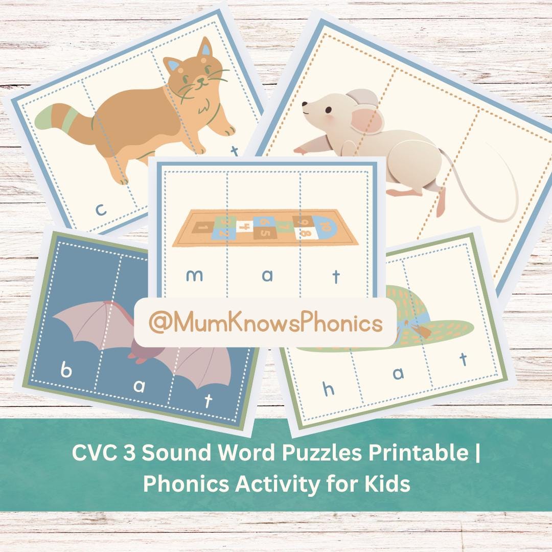 CVC Word Puzzles Printable | Phonics Activity for Kids | Learn to Read ...