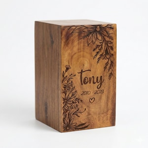 Personalized Tree of Life Mango Wood Cremation Urn, Memorial Keepsake Box