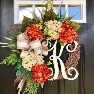 Summwe Wreaths | Monogram Fall Wreaths | Wreath for Door | Spring Wreaths | Gift | Wreath for Home | Hydrangea Wreaths | Front Door
