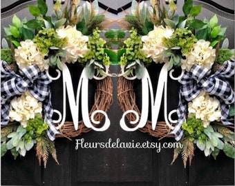 Spring Wreaths | Mirror Image Wreaths | Wreath for Door | Double Door Wreaths | Door Decor | Wreaths | Hydrangea Wreaths for Doors