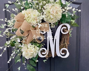 Spring Wreaths for Door | Front Door Wreaths | Gifts | Door Hangers| Hydrangea Wreaths | Wreath for Spring | Summer Wreath | Wedding Wreath