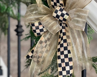 Elegant Boutique Bow| Macenzie Childs | Check Bows | Handmade Bow | Ribbon for Decorating