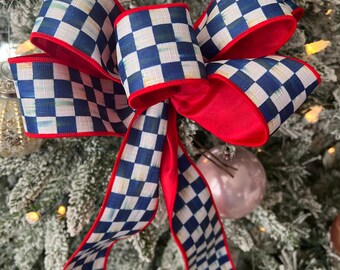 Elegant Boutique Bow| Macenzie Childs | Check Ribbon | Royal Blue Check