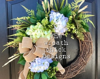 Everyday Wreaths for Door | Front Door Wreaths | Gifts | Door Decor | Hydrangea Wreaths | Wreath for Summer | Birthday Gifts | Door Wreath