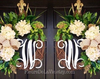 Mirror Image Wreaths | Wreaths for Double Door Spring Wreaths | Gift | Wreath for Home | Hydrangea Wreaths | Double Door Wreath