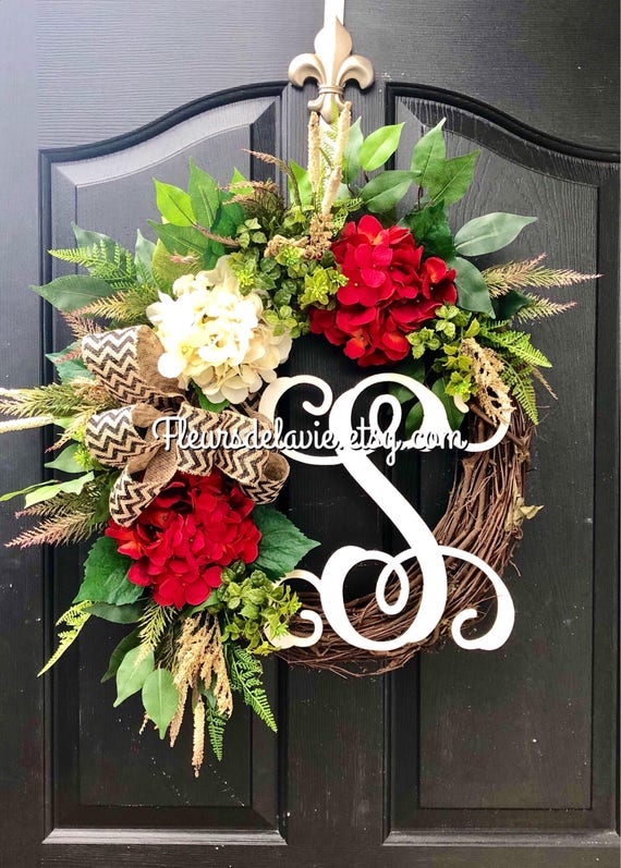 Artificial Mixed Greenery Grapevine Wreath for Year Round Spring Summer Front Door Decor