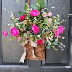 Spring Door Baskets Baskets for Door Flowers Basket Welcome Basket Pansy Basket Summer Door Basket image 5