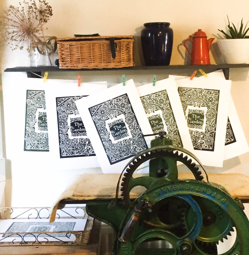 The garden original Lino cut print Etsy